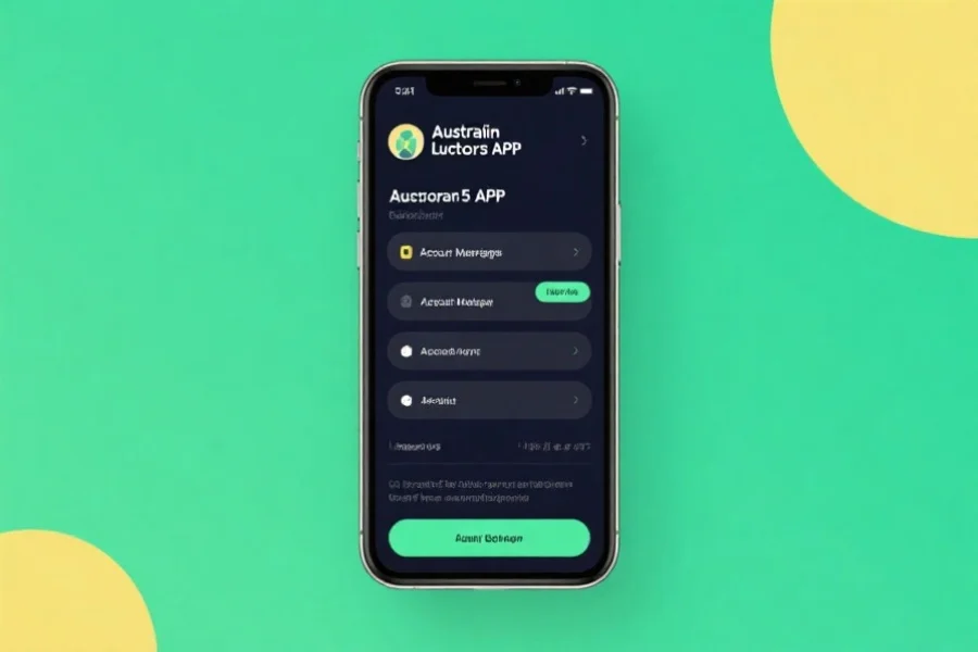 现代风格的手机界面展示澳洲幸运5 APP的账户管理功能，用户界面清晰，突显安全与便捷